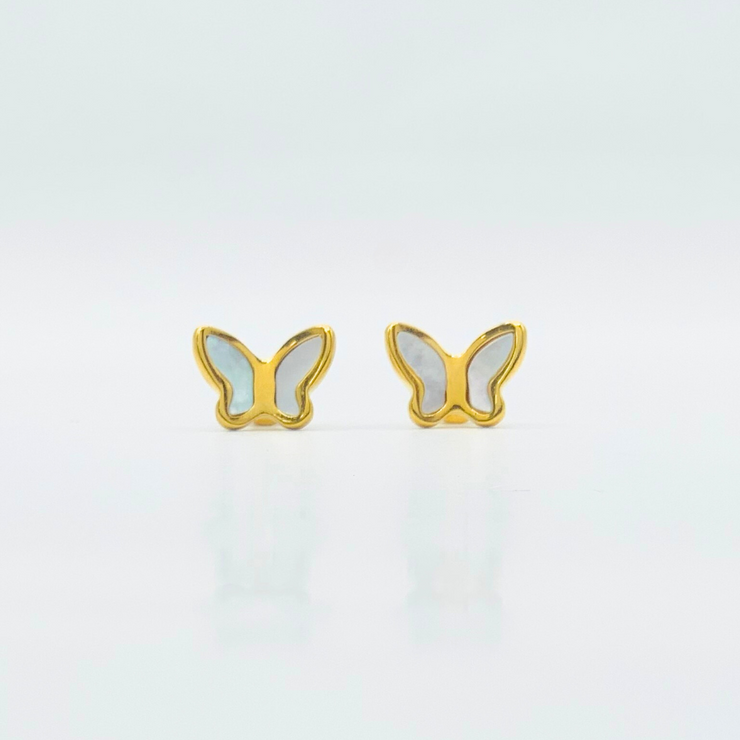 Butterfly White Gold Earring