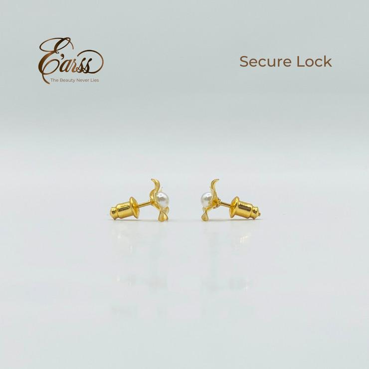 Flower with 3mm Pearl | Stainless Steel | 18K Gold Plated