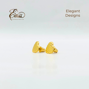 Heart Rib Gold Earrings