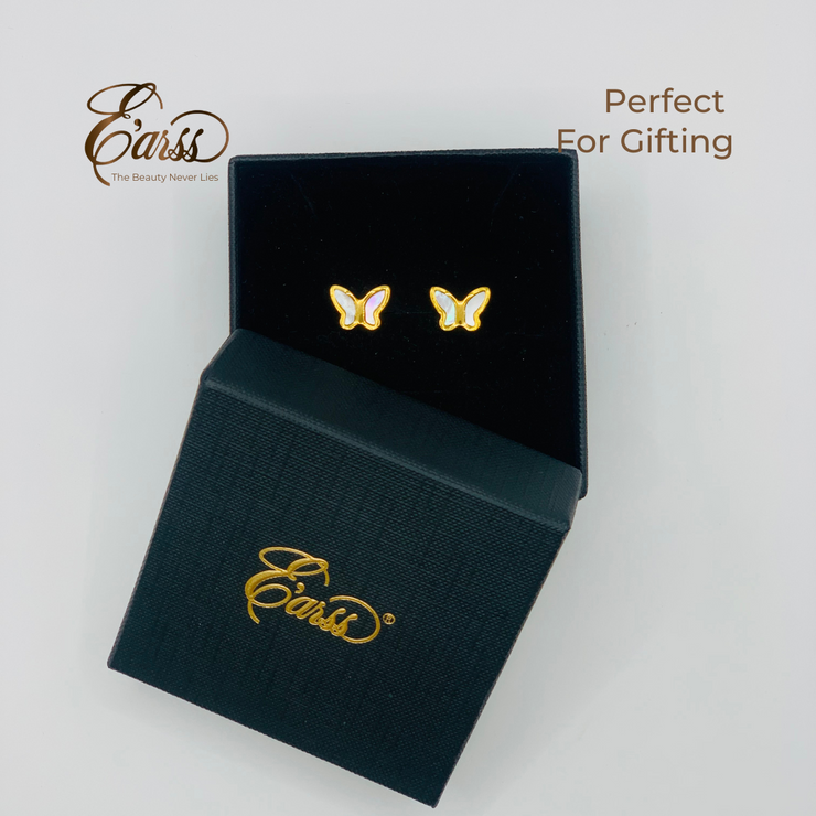 Butterfly White Gold Earring